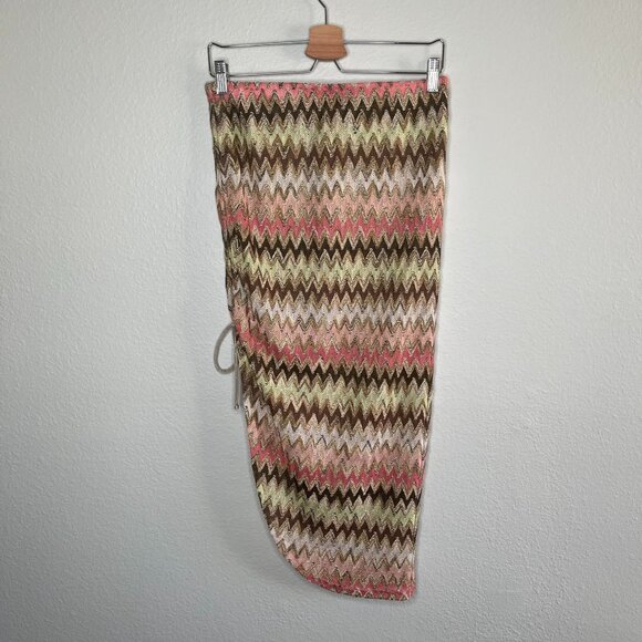 Elif For Jordan Taylor Multicolor Chevron Knit Asymmetrical Skirt Swim Cover-Up - Picture 8 of 10